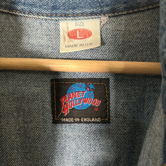 Vintage 90S Planet Hollywood Barcelona Denim Jean Jacket Mens Size Large - Picture 7 of 9